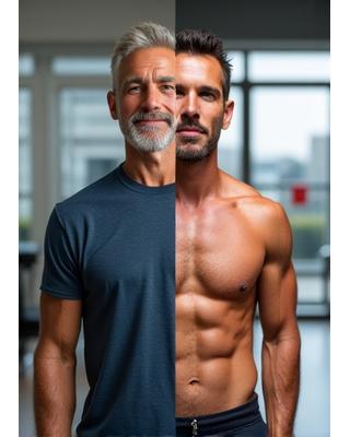 Before and after of David, 52, showing improved physique and fitness