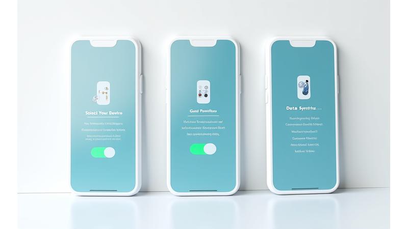 Screenshots of the Vitana automated device connection onboarding flow step-by-step